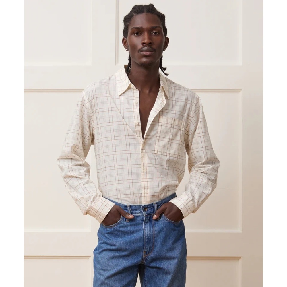 Todd Snyder Poplin Big Shirt in Bisque Men XL Relaxed Fit Designer NWT $160